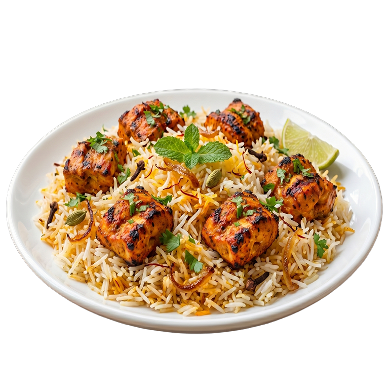 Chicken Biryani (Served with Fresh mint Sauce)